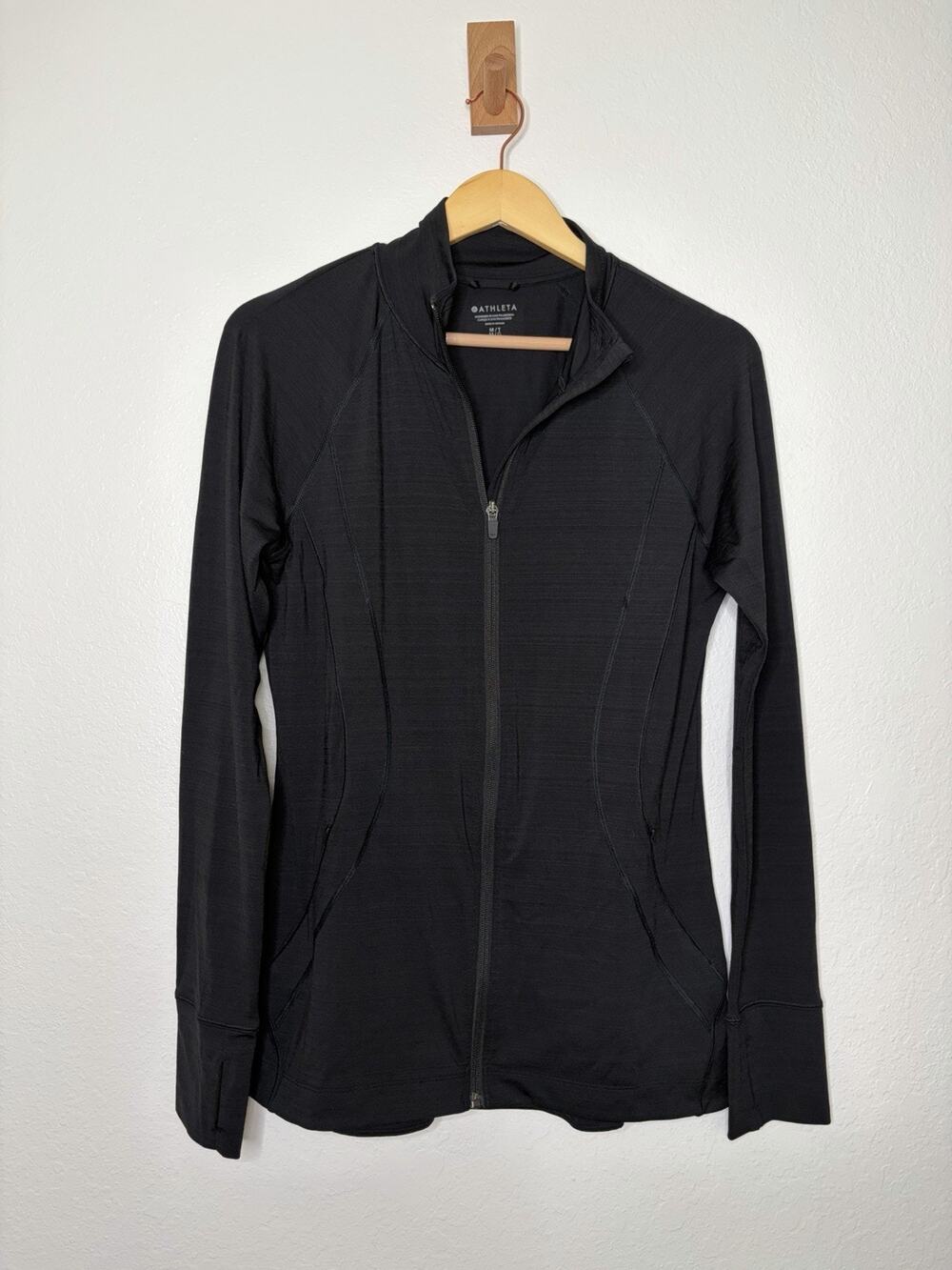 Athleta Pacifica Illume UPF Full Zip Jacket in Black Size M/T Athletic
